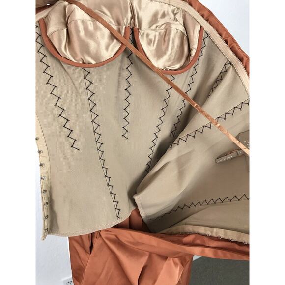 Max Azria Pleated Bodycon Tank Dress Rust - Picture 3 of 12